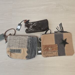 Myra Bag Clutches in Brown, Tan, and Gray